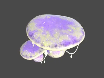 Fantasy Mushroom C08 Purple Yellow - Scene Backdrop Design Low-poly 3D model