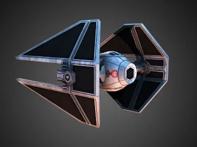 low poly Tie Interceptor Low-poly 3D model