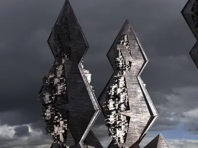 Anubis Gods City Floating Pyramids Tower  3D model