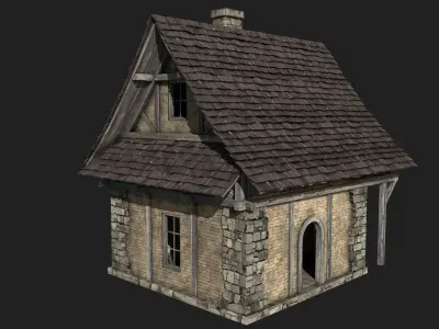 FANTASY MEDIEVAL HOUSE HUT BUILDING CITY TOWN VILLAGE COLLECTION Low-poly 3D model