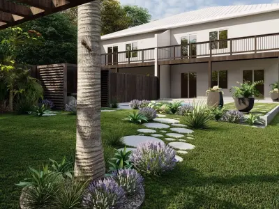 3D Exterior Scene 3D model design garden and landscape 3D  3D model