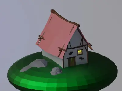 medieval-house house on island Free low-poly 3D model