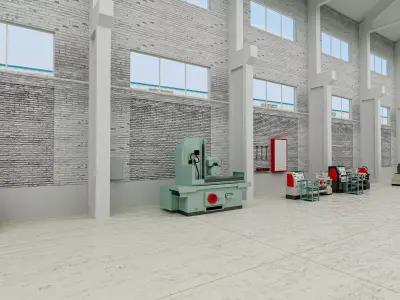 Warehouse Factory Low-poly 3D model