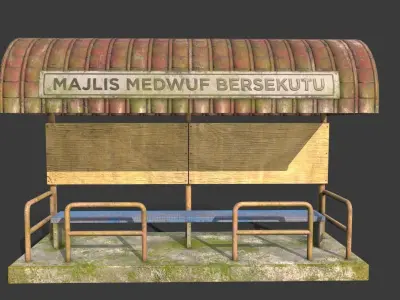 The Old Bus Stop Low-poly 3D model