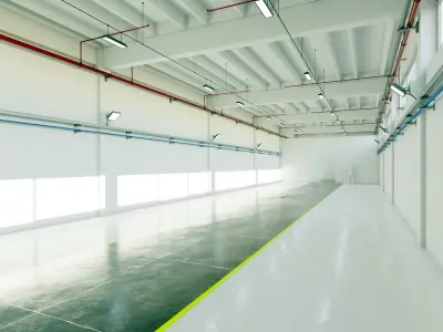 Industrial Hangar Hall Interior 6 Low-poly 3D model