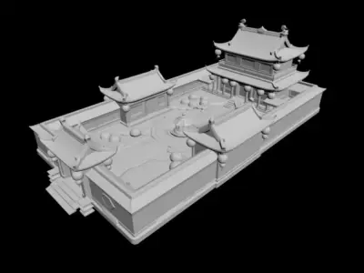   quadrangle courtyard  3D model