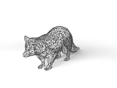 Raccoon Wireframe Low-poly 3D model