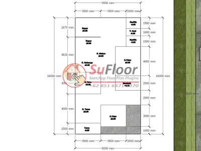House 9x16m code 453- Sketchup 3D model 3D model 3D model