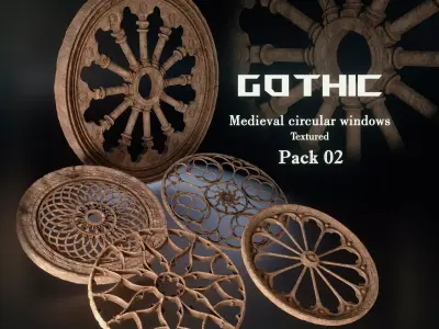 Medieval Circular Windows Pack 02 Low-poly 3D model