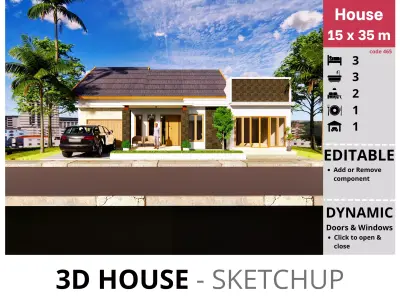 House 15x35m code 465- Sketchup 3D model 3D model 3D model