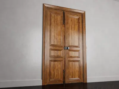 Double Doors ornated and animated Low-poly 3D model