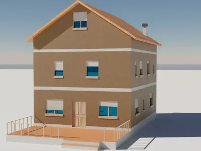 Family house 3D low poly Low-poly 3D model