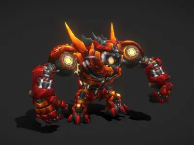 Fantasy RPG Fire Meka Low-poly 3D model