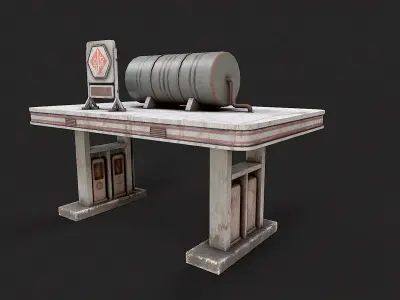 Post Apo Gas Station Collection Low-poly 3D model
