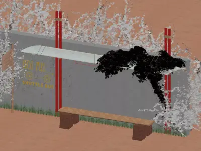 Bamboo Bus stop 3dmax 2014 Low-poly 3D model