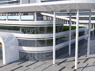 hospital building with Low-poly 3D model