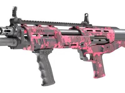 DP12 Shotgun Sci-fi Camo texture Low-poly 3D model