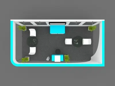 Exhibition stall 3d model 6m x 3m  3 side open 3D model