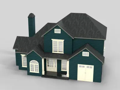 British House Design 13T3  Low-poly 3D model