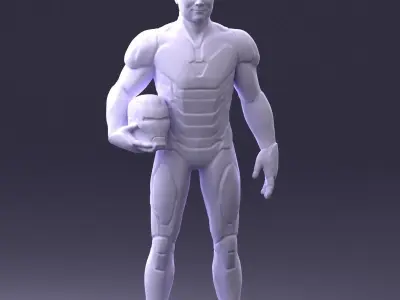 000291 Man in Futuristic Armored Suit with Helmet 1001 3D model