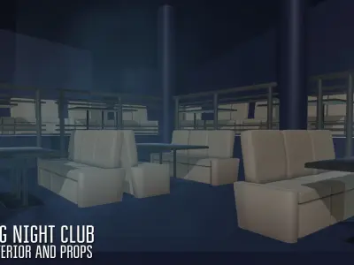 Big night club - interior and props Low-poly 3D model