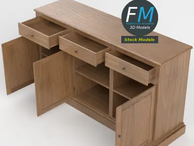 3 door cabinet cupboard 3D model
