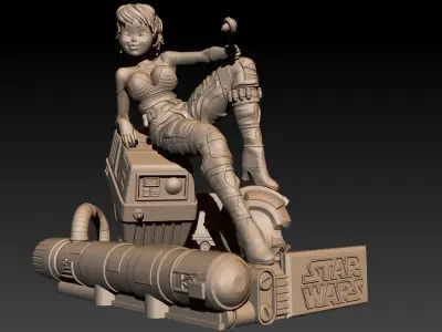 Star Wars Pin Up Sexy Rebel Pilot and Gonk Droid 3D print model