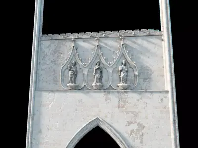 Medieval Church Octogon Bottom Arch - ONLY Low-poly 3D model