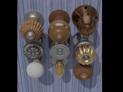 9 Door Knobs 3D model