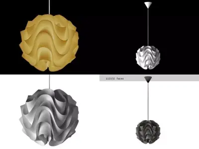 L K 172 four different colored lamps hanging from ceiling 3D model