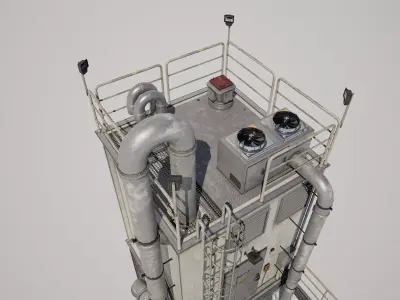  Industrial Refinery Tower Low-poly 3D model