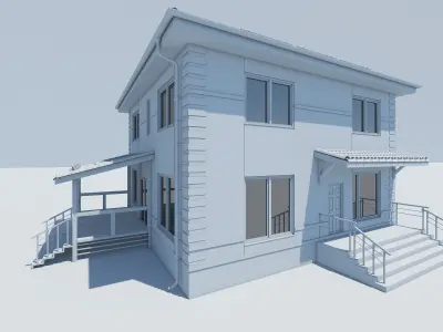 Cottage Houses collection  Low-poly 3D model