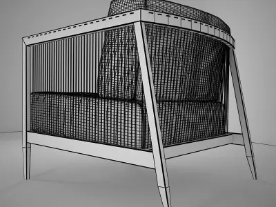Armchair lounge chair with fabric 3D model