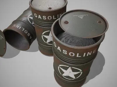 Barrels military used Low-poly 3D model