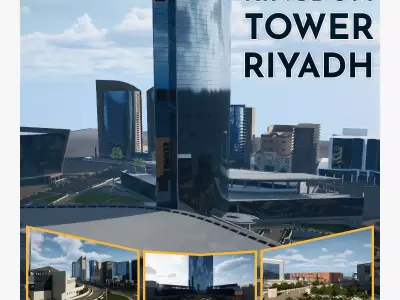 Kingdom Tower Riyadh Low-poly 3D model