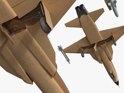  Sand Camo Jet Fighter with Wing Missiles 
