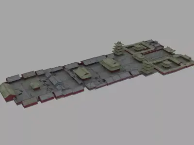 Shaolin Temple BPR 3D Model KungFu Low-poly 3D model