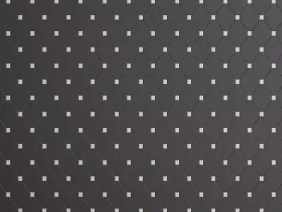 Classic Matte Black Octagon Tiles with White Inlays PBR Seamless Texture