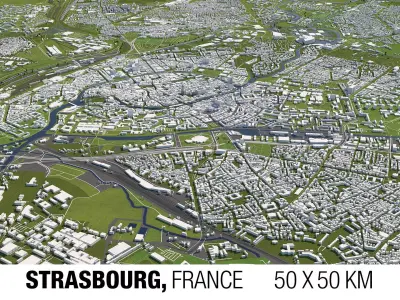 Strasbourg France 50x50km 3D City Map 3D model
