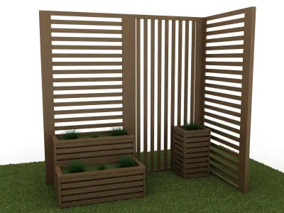 Planter Banch 3d Scene Low-poly 3D model