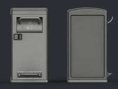 Street Trash Can 33 PBR Game Ready Low-poly 3D model