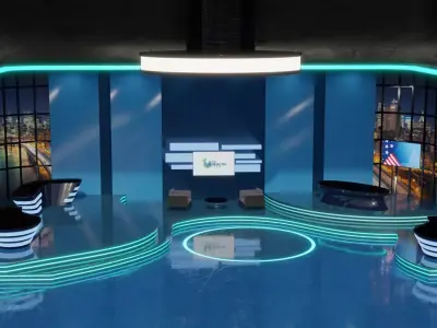 Virtual TV News Talk Show Studio 3D model