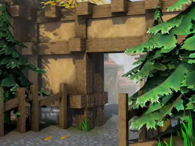 Medieval Village Low Poly - Animated Low-poly 3D model
