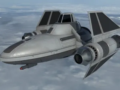 CloudCity Tie custom ship design Low-poly 3D model