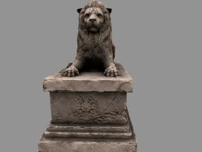 Lion Statue 20 Low-poly 3D model