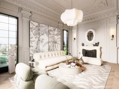 French retro style living room 3D model