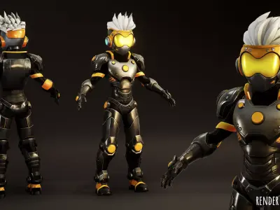 Stylized Sci-Fi Boy Game Ready Character Low-poly 3D model