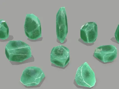 crystal set Low-poly 3D model