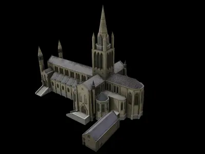 3D Church Building Low-poly 3D model