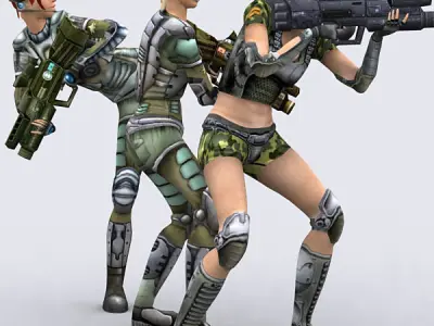 Hitomi Elite troopers females Low-poly 3D model